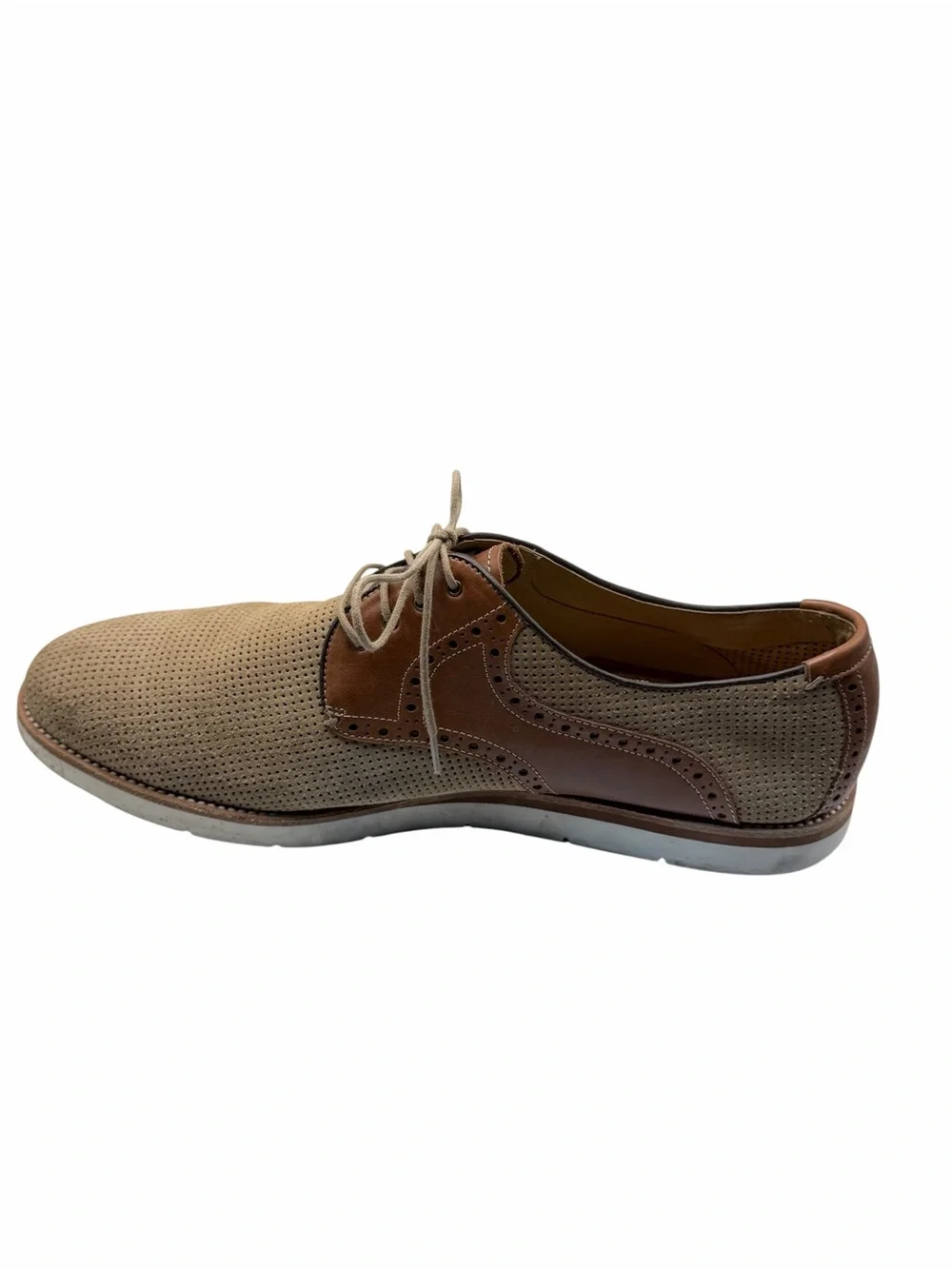 Johnston & Murphy Sheepskin Suede Wingtip Oxfords Men’s 13M Tan Brown